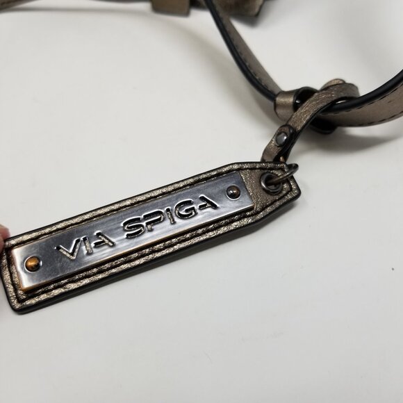 VIA SPIGA Bronze Metallic Leather Crossbody Bag w/ Adjustable Strap - Picture 7 of 16